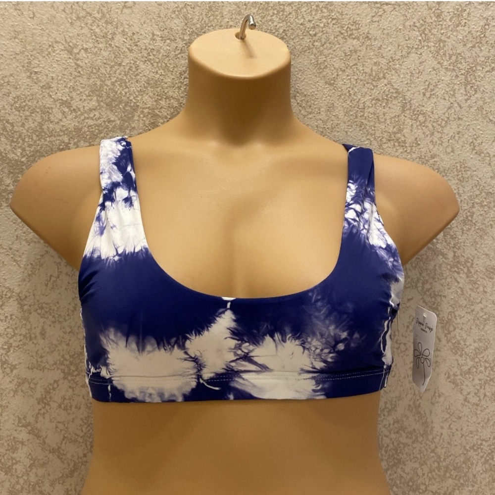 Dippin' Daisy's Blue and White Tie-Dye Bikini Top